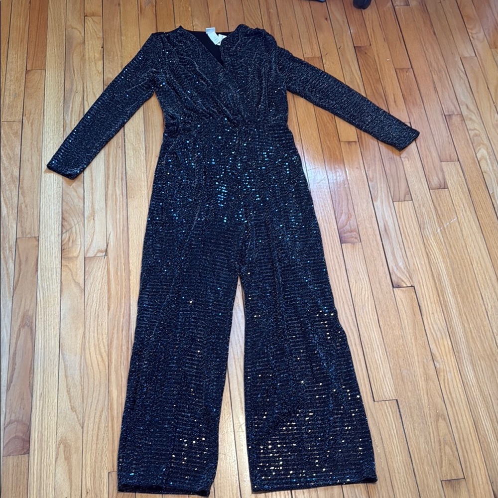 Elegant Black Sequin wide leg Jumpsuit